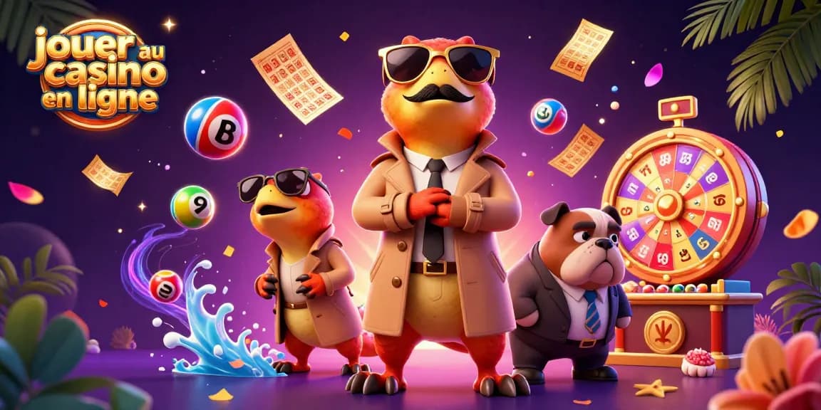 Jouer au casino en ligne avec des raptors amusants déguisés dans une scène colorée et dynamique.