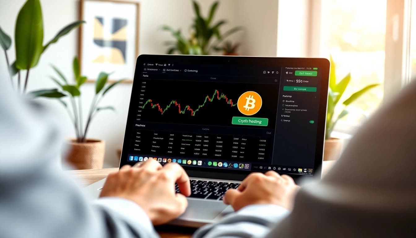 Utiliser une plateforme pour acheter bitcoin en ligne dans un bureau moderne.