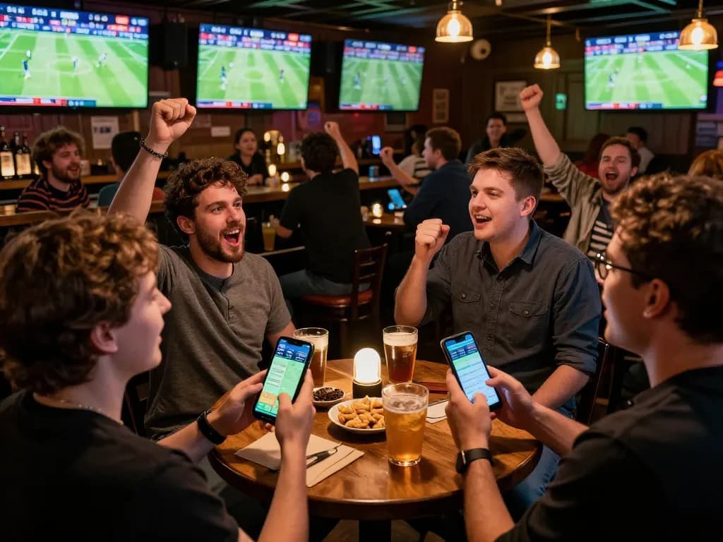 CakhiaTV sports fans actively engaging in live betting while enjoying matches at a lively setting.