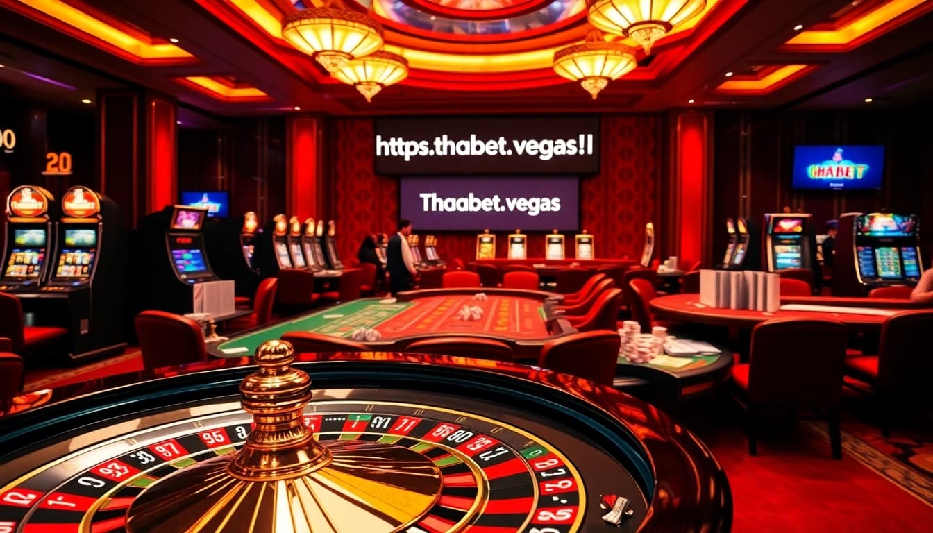 A thrilling casino atmosphere at https://thabet.vegas/ featuring a roulette wheel and engaged players.