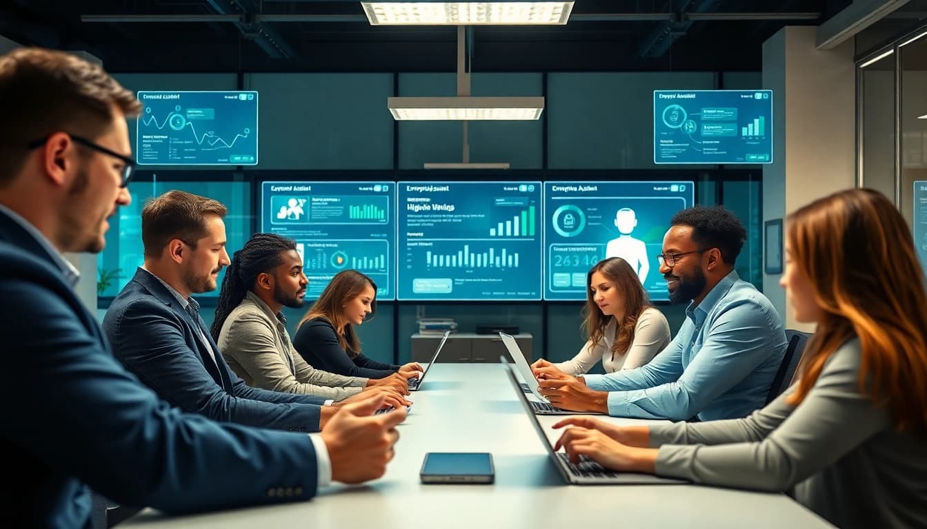 Utilize enterprise assistant software in a modern office to enhance collaboration and efficiency.