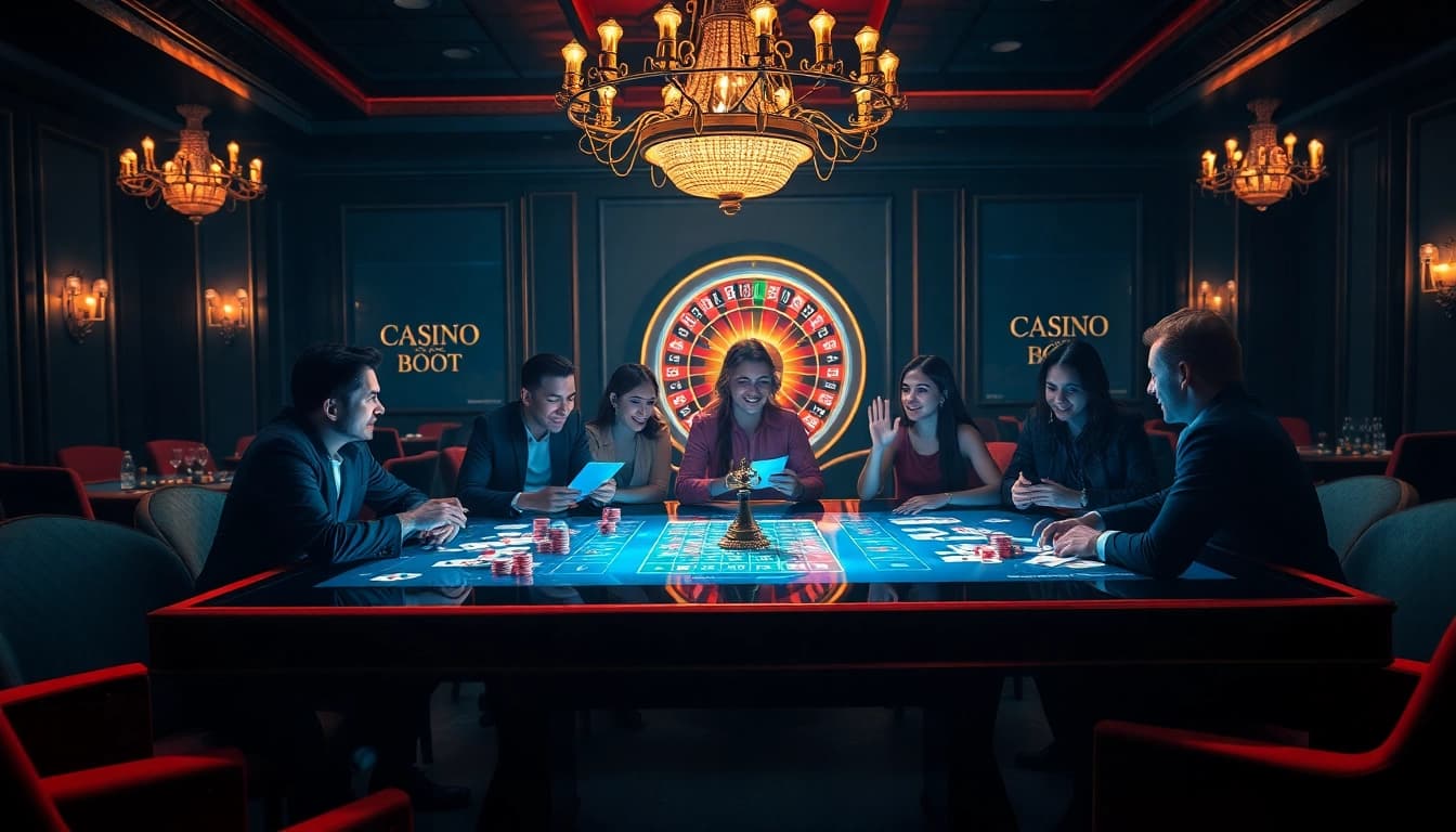 Vivez l'excitation du casino en ligne France avec des avatars vibrants jouant sur une interface de jeu luxueuse.