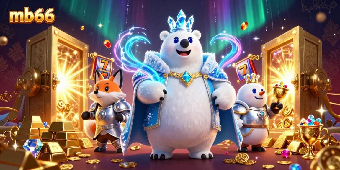 Bet on mb66 as the ice king polar bear guards treasure in a glamorous casino scene.