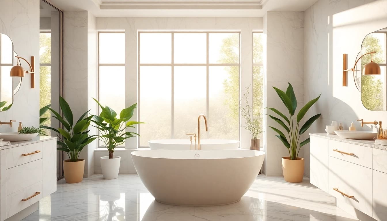 Transform your space with elegant bathrooms featuring luxurious designs and serene atmospheres.