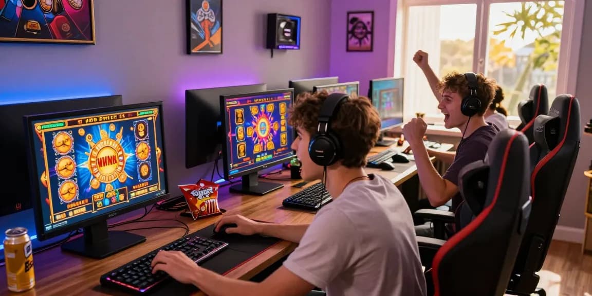 Players experiencing the excitement of slot depo 1k gaming in a vibrant atmosphere filled with accessories and visuals.