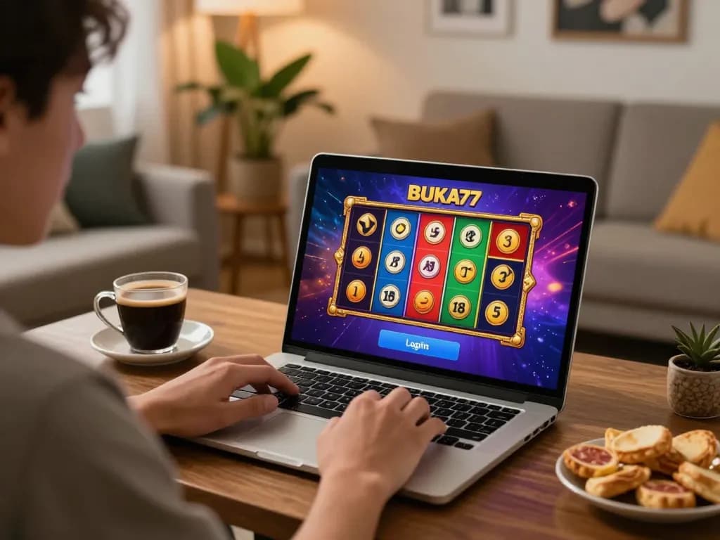 Play exciting games on BUKA77 login while enjoying a home gaming atmosphere with vibrant visuals.