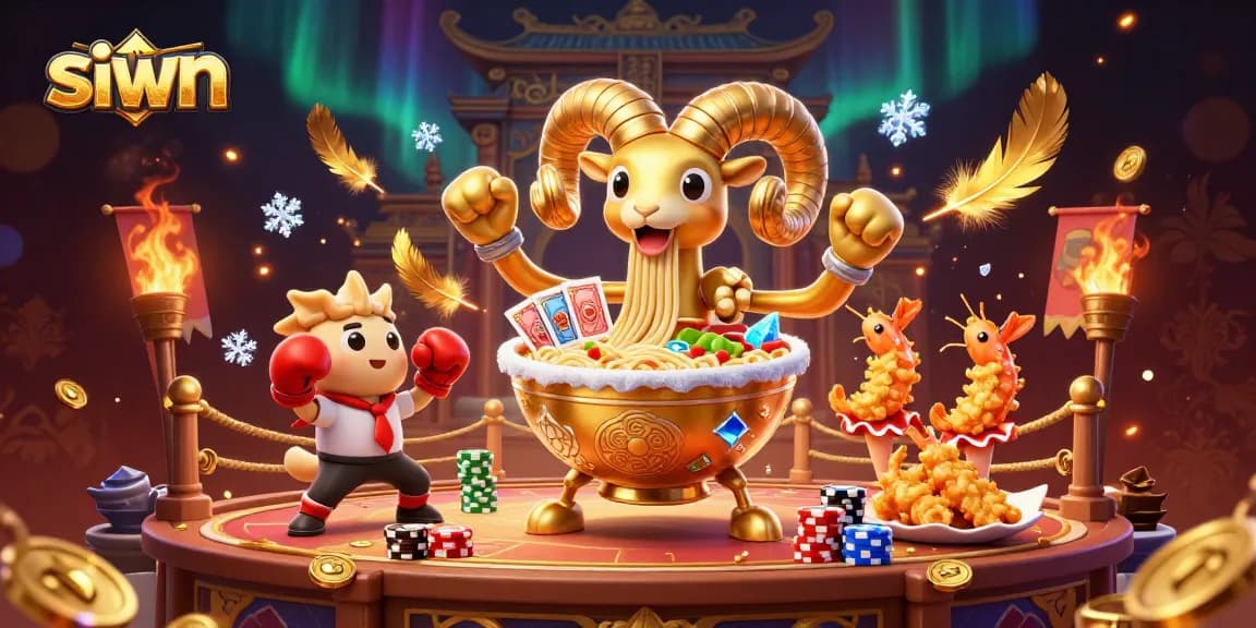 siwn engages players with a lively scene of a ramen bowl dealer amidst thrilling gambling elements.