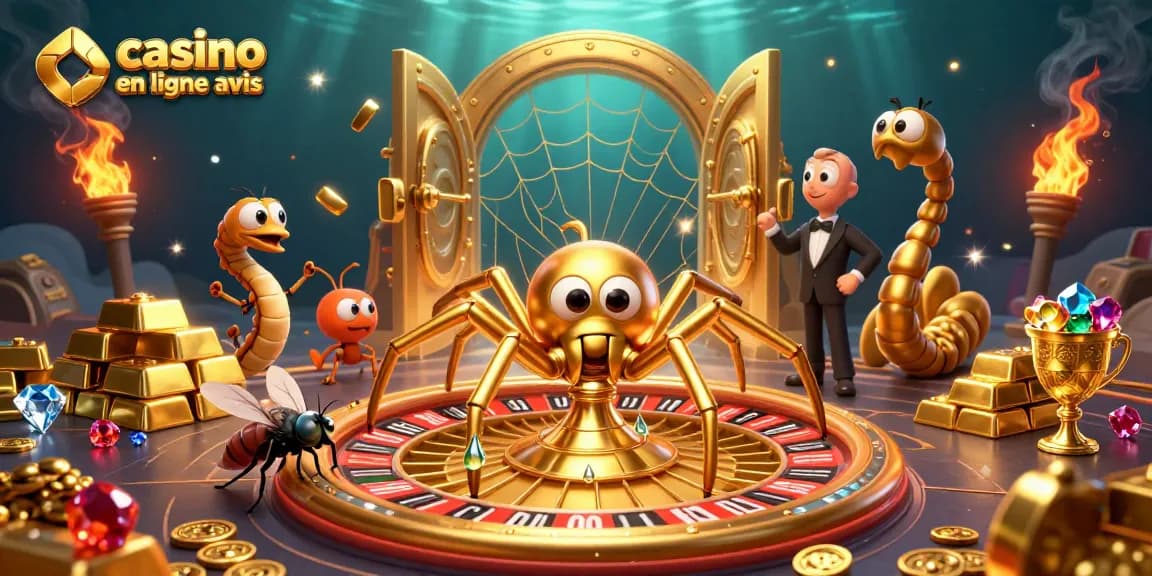 Admirez ce casino en ligne avis, où une araignée dorée tisse une toile de roulette captivante.