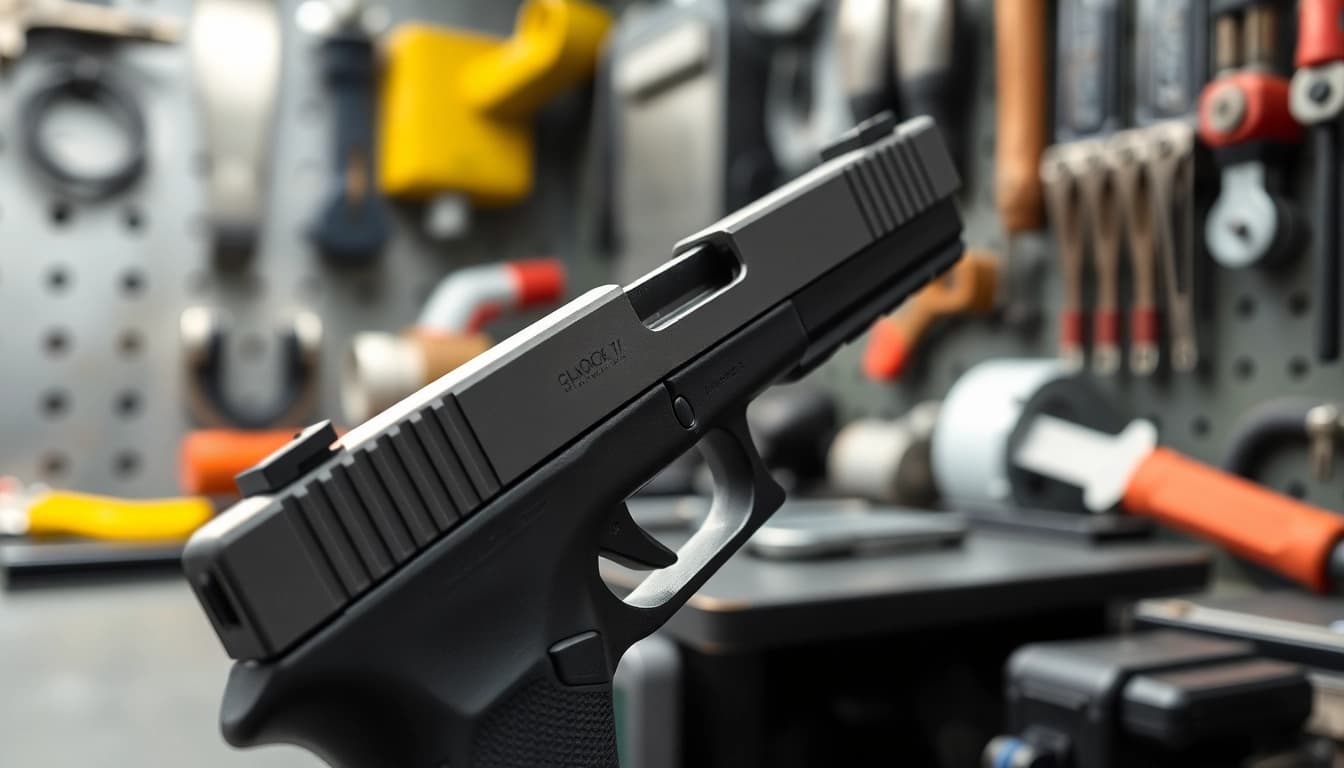 Buy Glock 19 MOS slide with high-quality craftsmanship in a professional setting.
