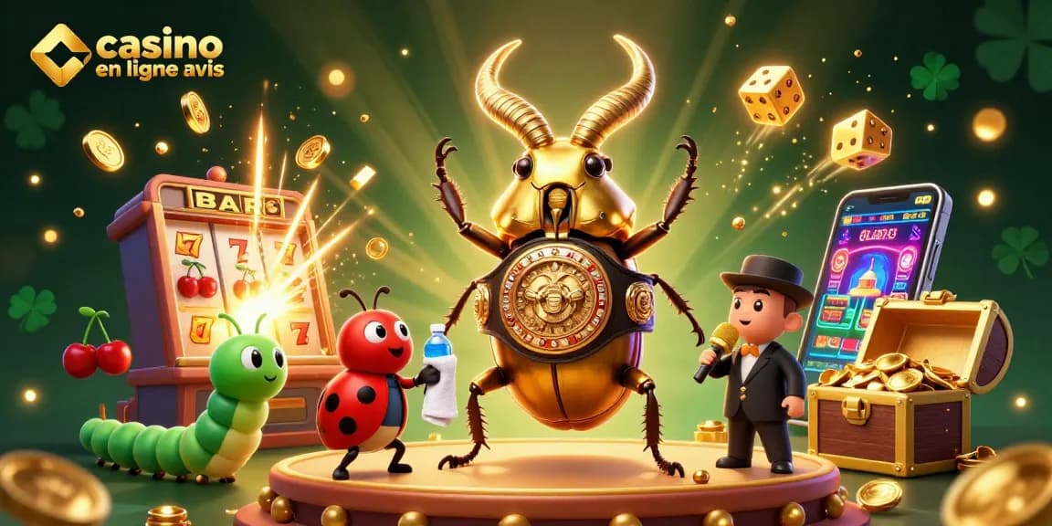 Visualisez les personnages de casinos en ligne avec une machine à sous éclatante de jackpots et bien d'autres éléments captivants.