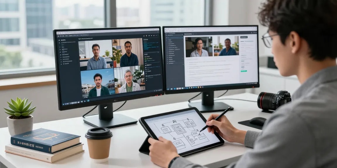 Detect AI image with advanced tools in a modern workspace analyzing content for moderation