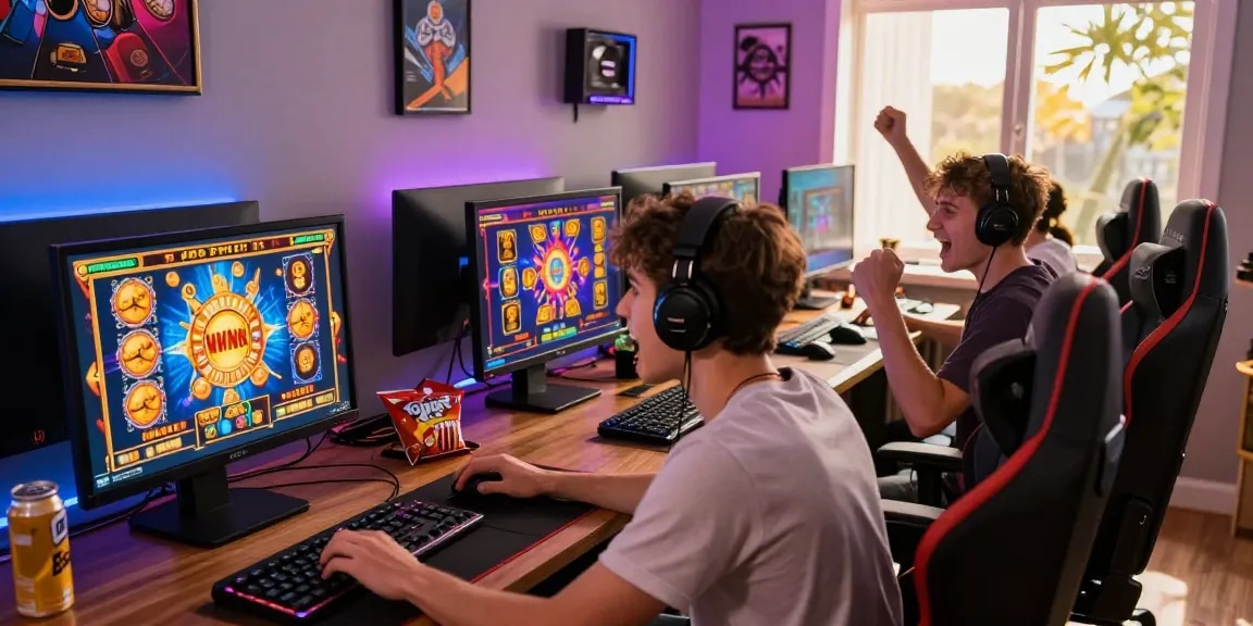 Players experiencing the excitement of slot depo 1k gaming in a vibrant atmosphere filled with accessories and visuals.