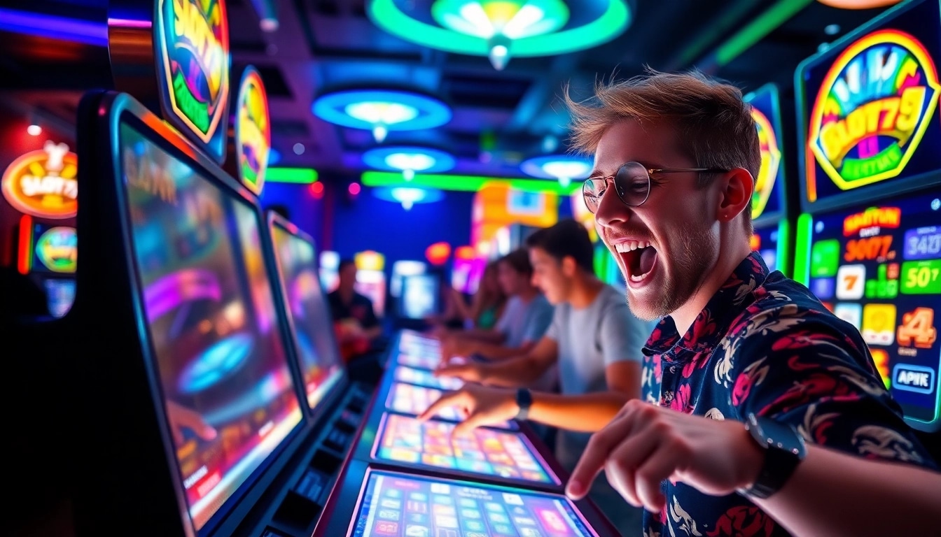 Menangi pengalaman Slot77 dengan permainan slot yang menarik dan penuh warna, menciptakan suasana kasino yang energik.