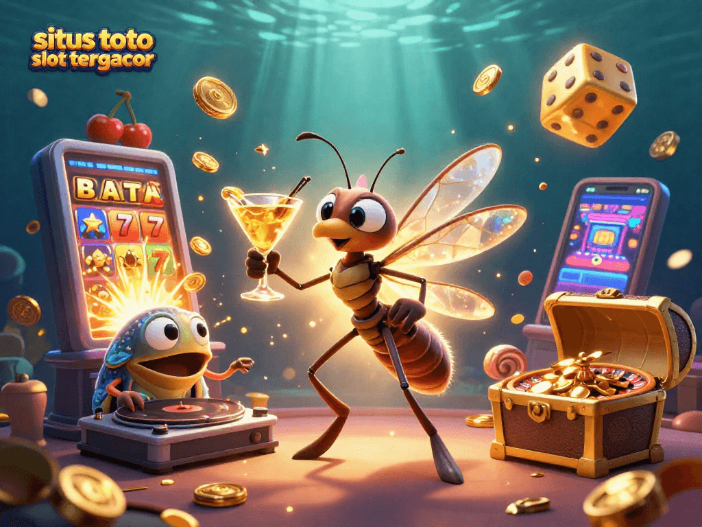 Experience the excitement at situs toto slot tergacor with vibrant slots and winning jackpots in this dynamic illustration.
