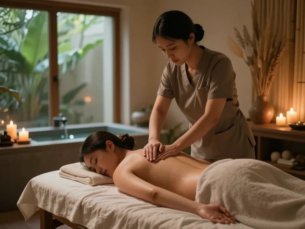 Experience the best 역삼동마사지 with a skilled therapist in a calming spa environment, showcasing relaxation and wellness.
