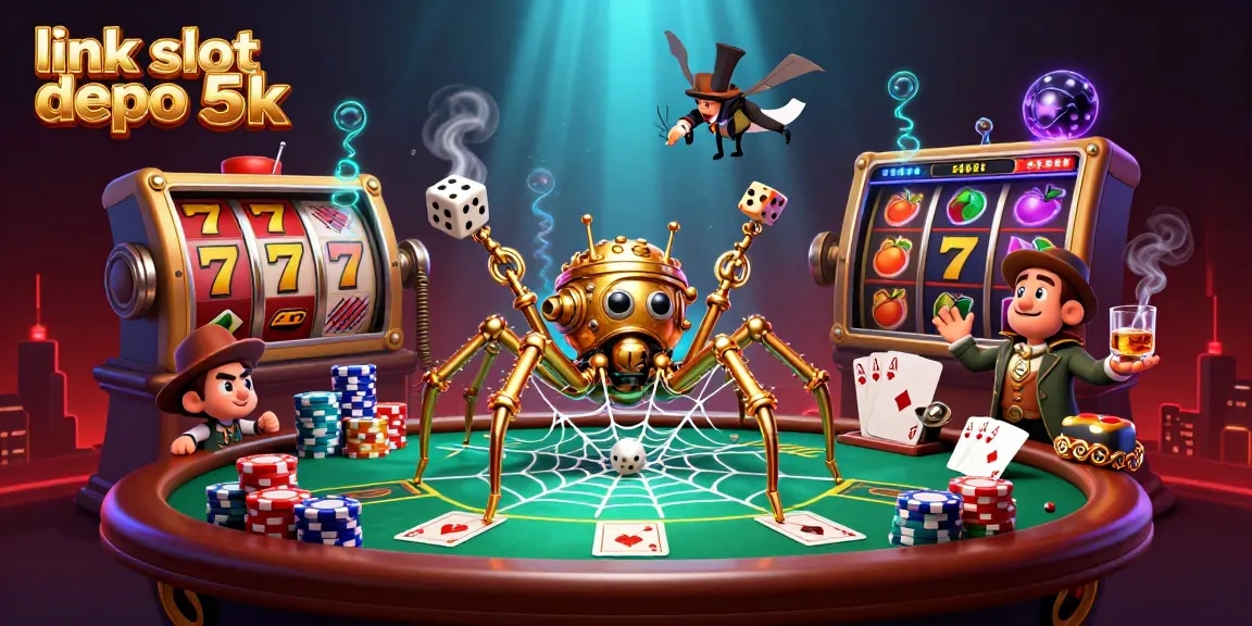 Experience the thrill of link slot depo 5k as 3D characters interact with vibrant slot elements.