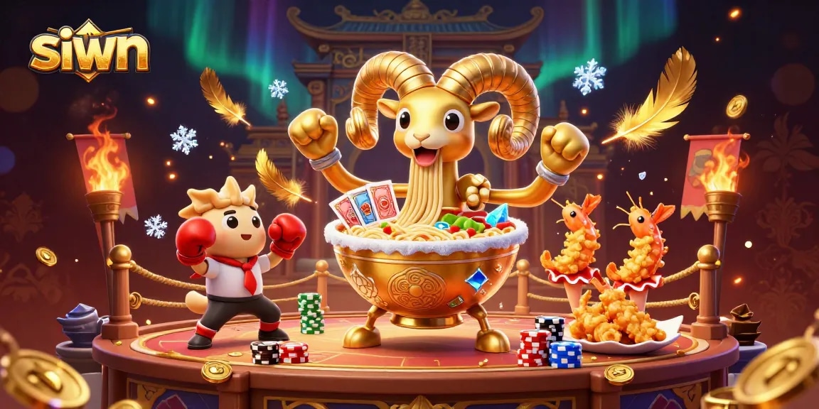 siwn engages players with a lively scene of a ramen bowl dealer amidst thrilling gambling elements.