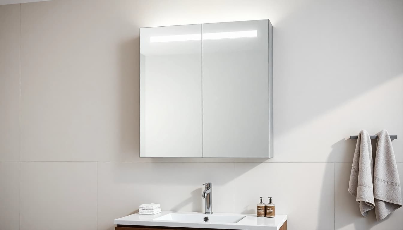 Erleben Sie den eleganten sonni Spiegelschrank mit integrierter Beleuchtung und modernem Design.