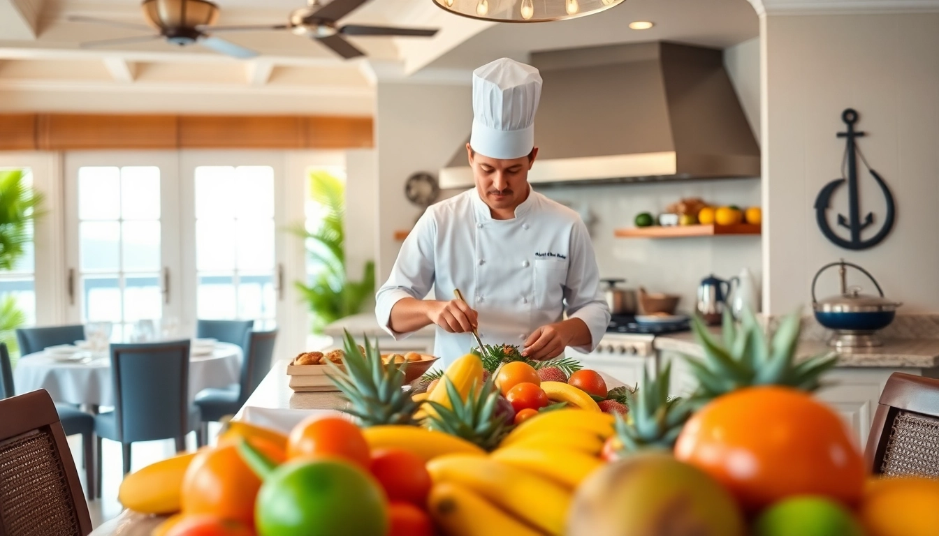 St Martin Private Chef showcasing a gourmet meal preparation in a luxurious villa.