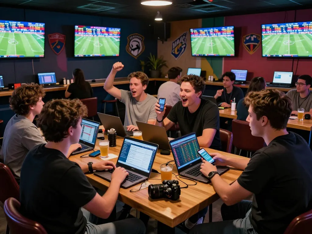 Fans analyzing tin soi kèo while enjoying live sports betting in an electrifying lounge atmosphere