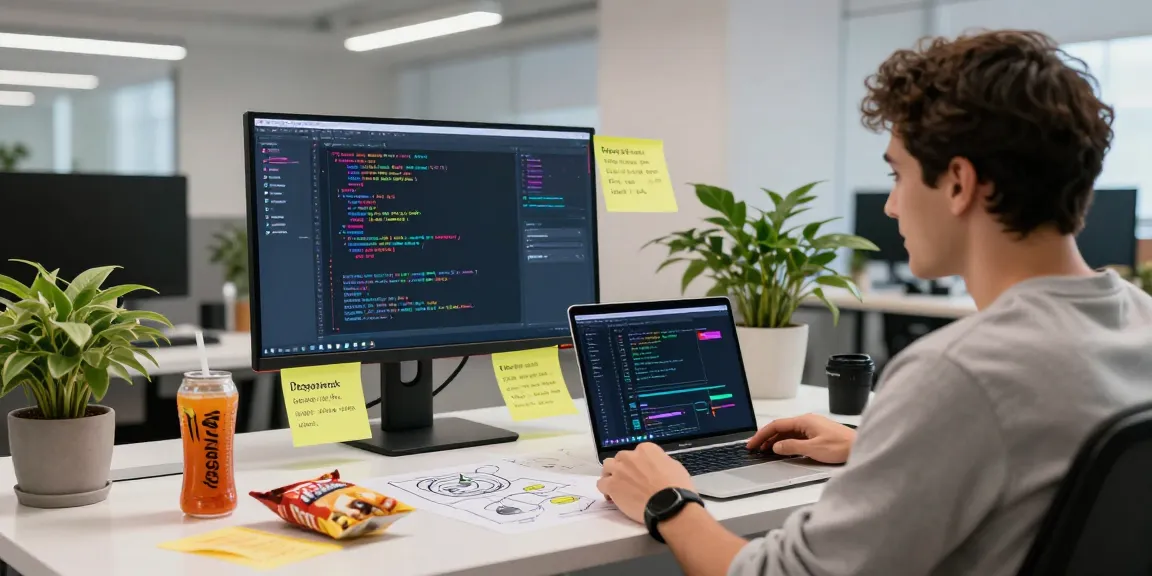 Developer enhancing spicy ai functionalities in modern workspace, showcasing vibrant tech atmosphere.