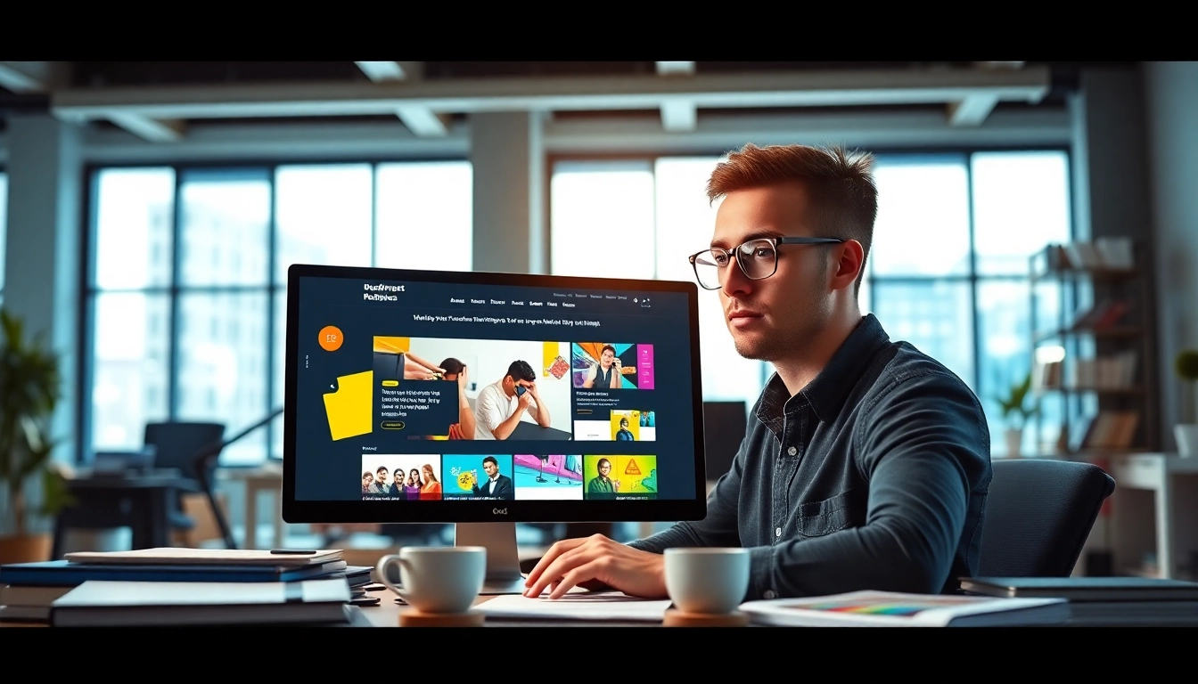 Professionelle Wordpress Agentur zeigt lebendige Designs am Computer-Bildschirm.