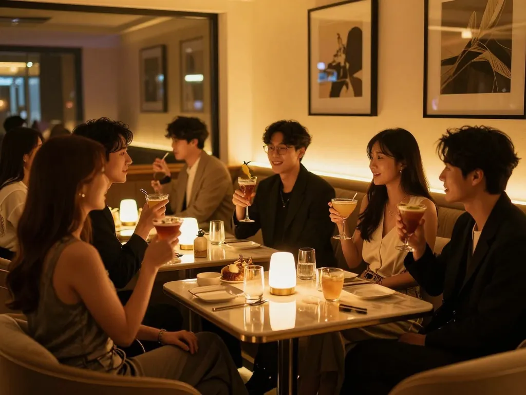 Experience premium entertainment at 강남쩜오 with friends in a plush, upscale venue.
