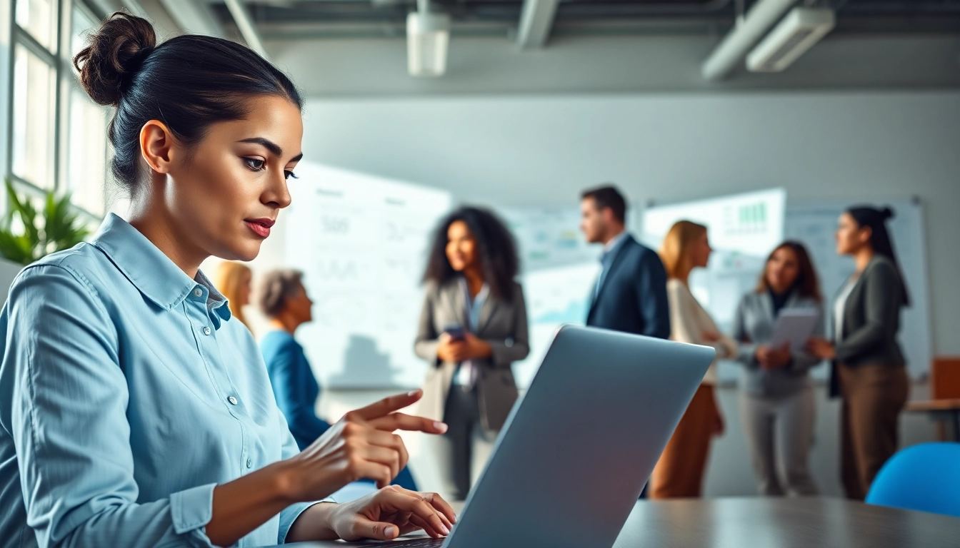 Streamlined workflow with enterprise assistant software enhancing collaboration in a modern workspace.
