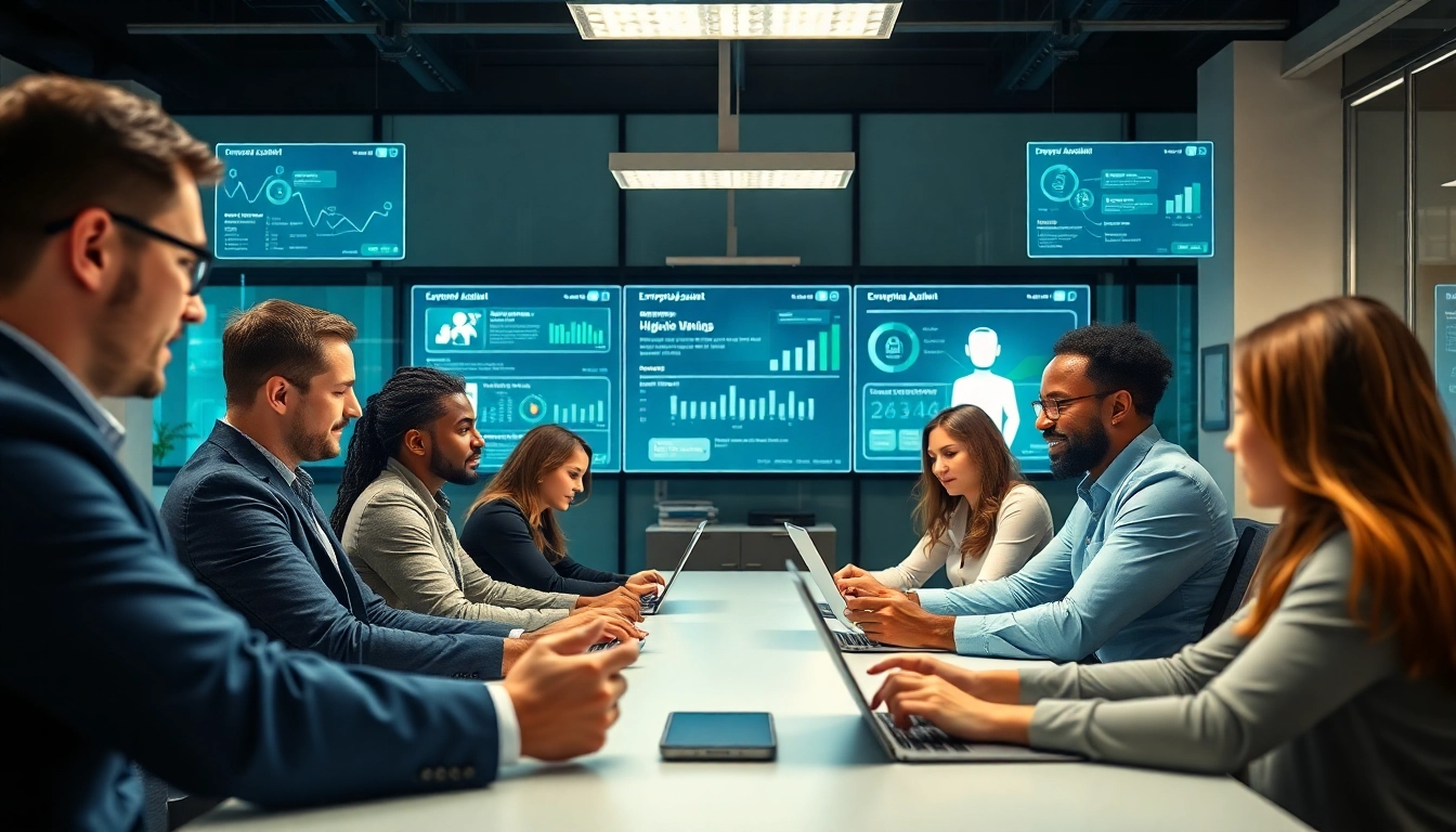 Utilize enterprise assistant software in a modern office to enhance collaboration and efficiency.