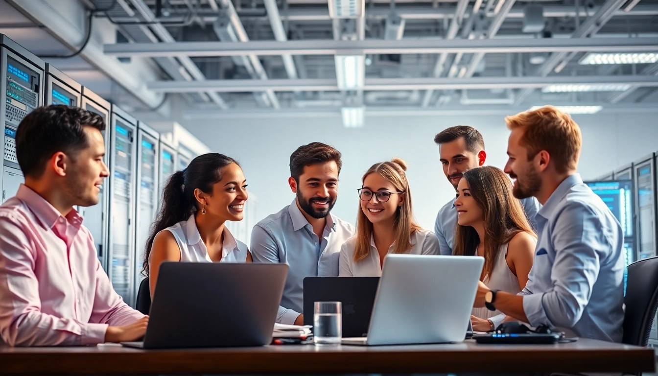 Explore managed it services near me with a professional IT team collaborating in a modern office.