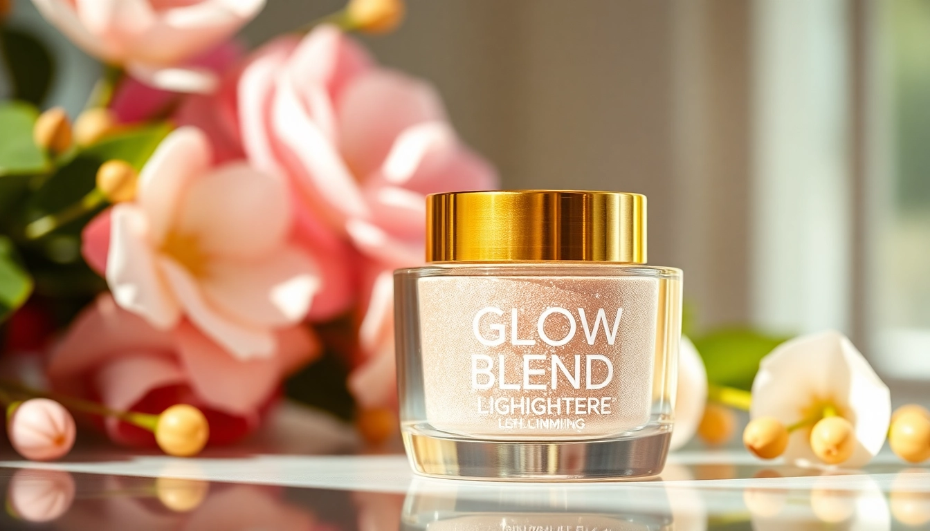 Enhance your radiance with the Glow Blend highlighter in a chic setting.
