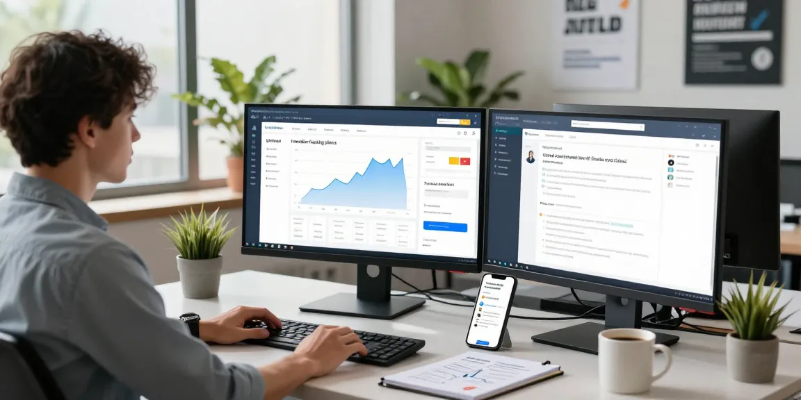 Entrepreneur optimizing reseller hosting ilimitado services in a modern office