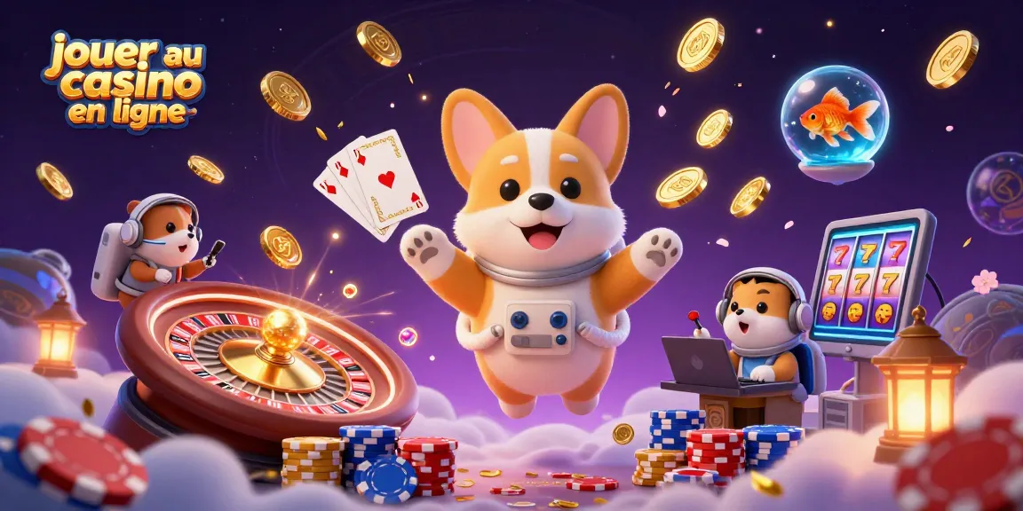 Jouer au casino en ligne avec un corgi astronaute et des pièces dorées flottantes