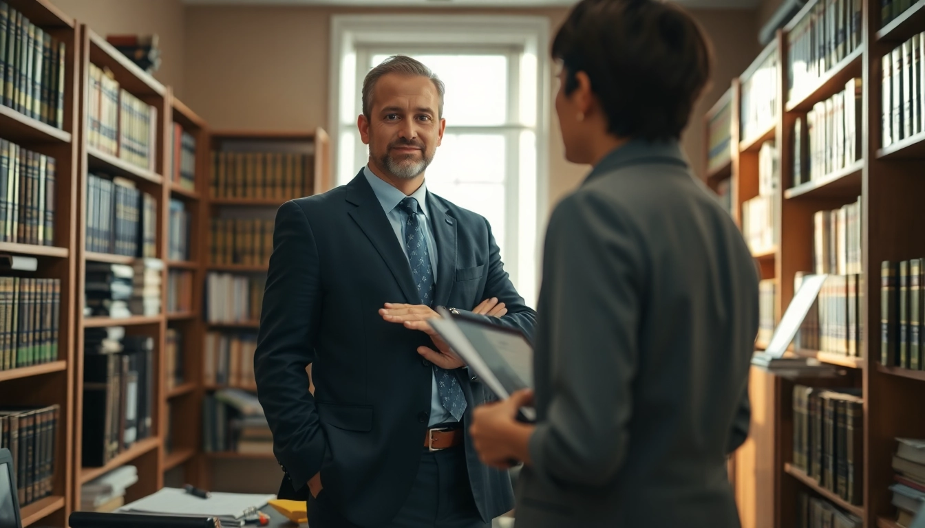 Clearwater truck accident attorney consulting with a client in a professional office environment.
