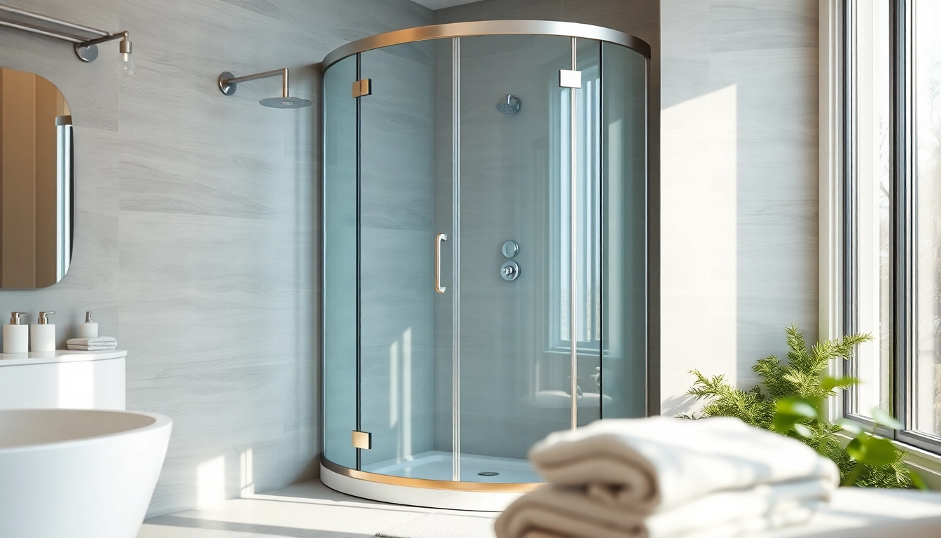 Genießen Sie eine sonni Duschkabine in einem modernen Badezimmer mit eleganten Details.