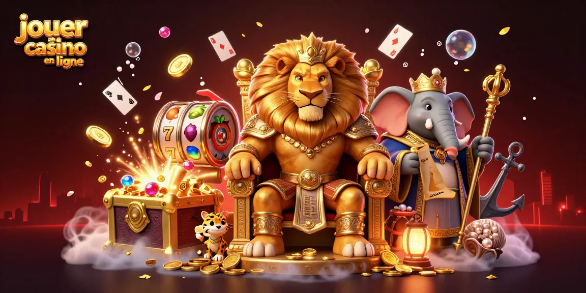 Jouer au casino en ligne avec le roi lion, l'éléphant sage et le guépard rapide dans une scène animée.