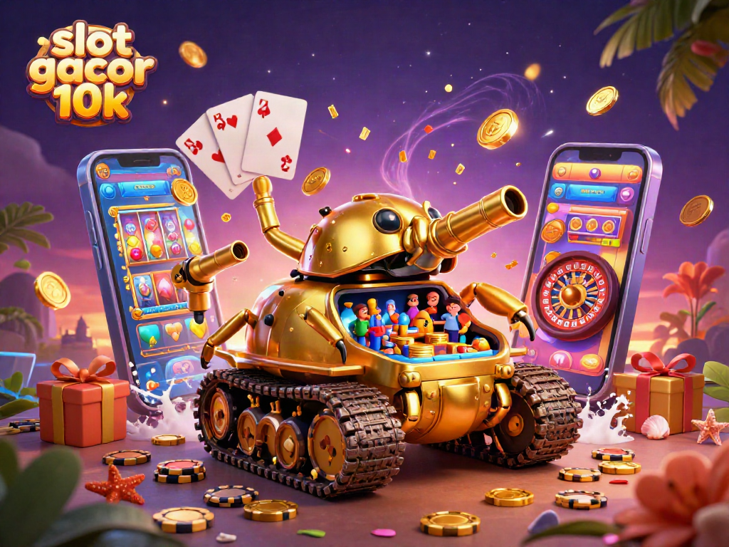 Engage with slot gacor 10k through a vibrant, dynamic 3D casino scene filled with action and excitement.