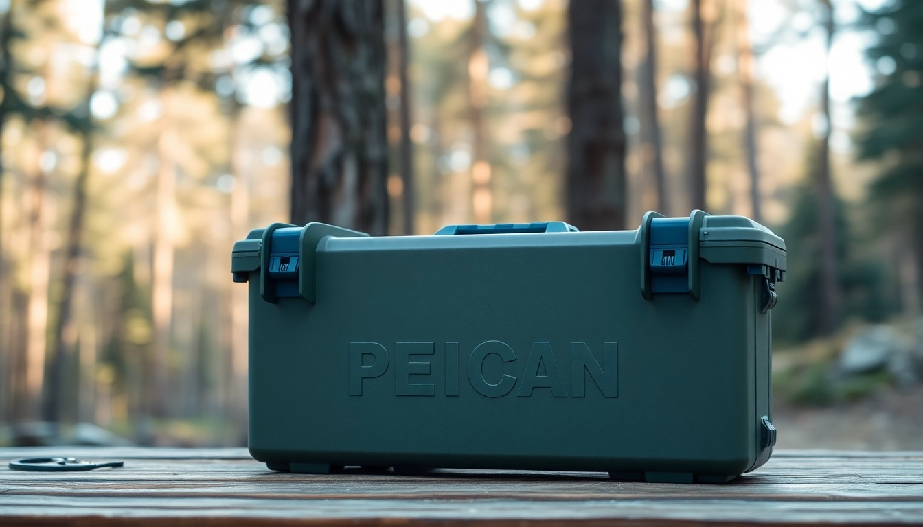 View a pelican rifle case showcasing its rugged design against a natural forest backdrop.
