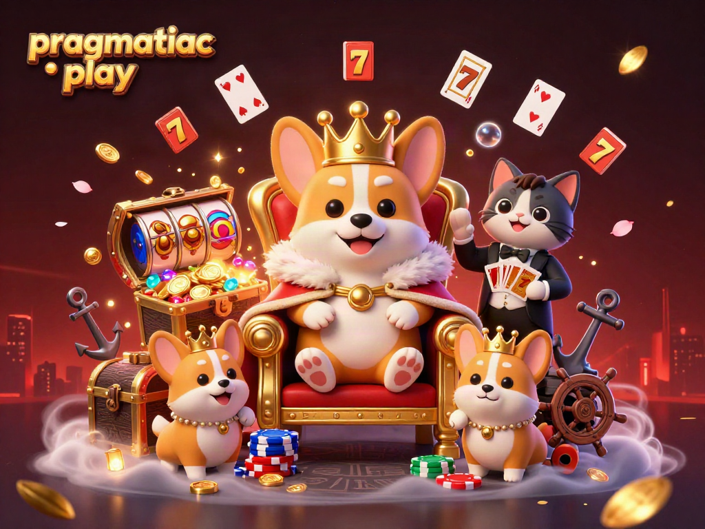 Win big with pragmatic play featuring a royal corgi on a throne of poker chips.