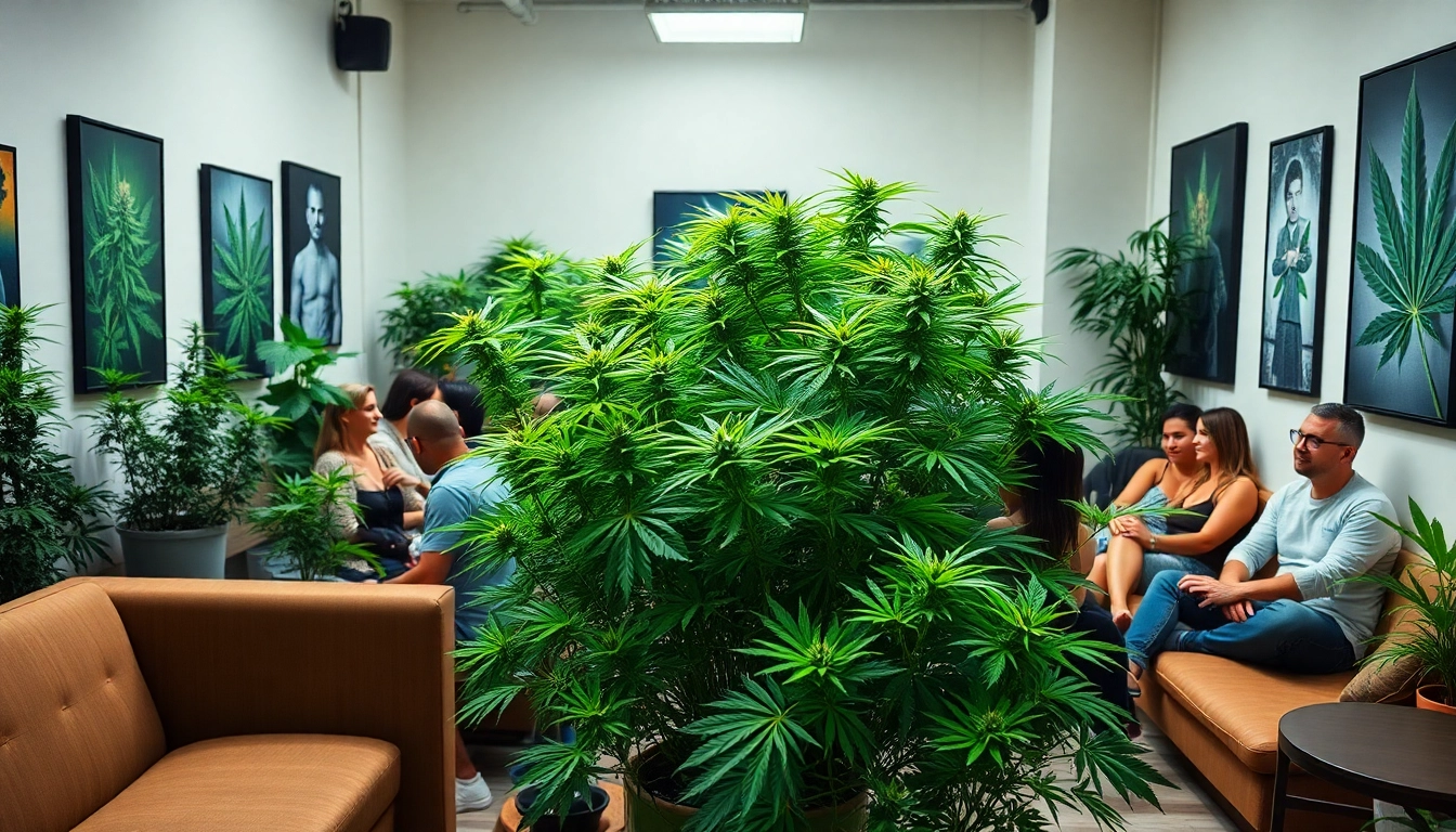 Die Blütenbande zeigt eine entspannte Atmosphäre in einem Cannabis Social Club.