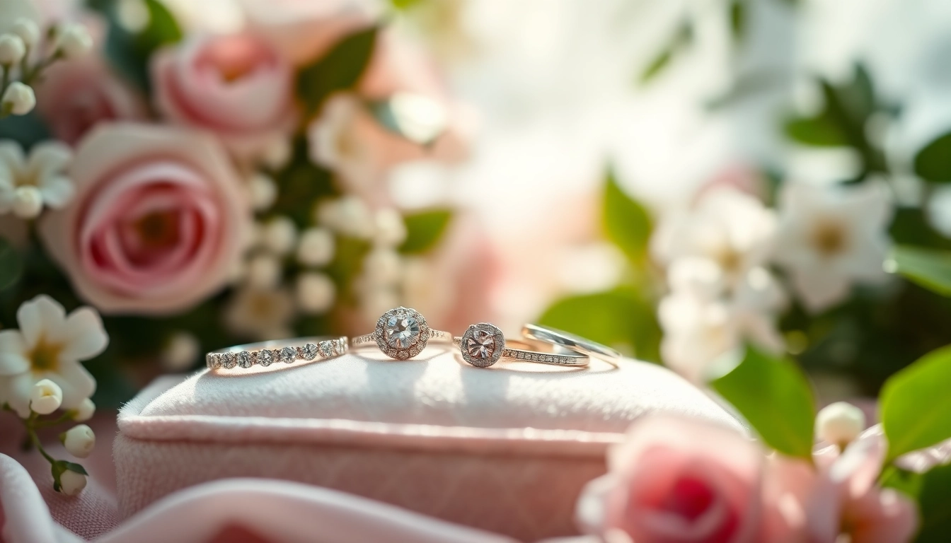 Close-up of exquisite promise rings with sparkling stones, symbolizing love and commitment.