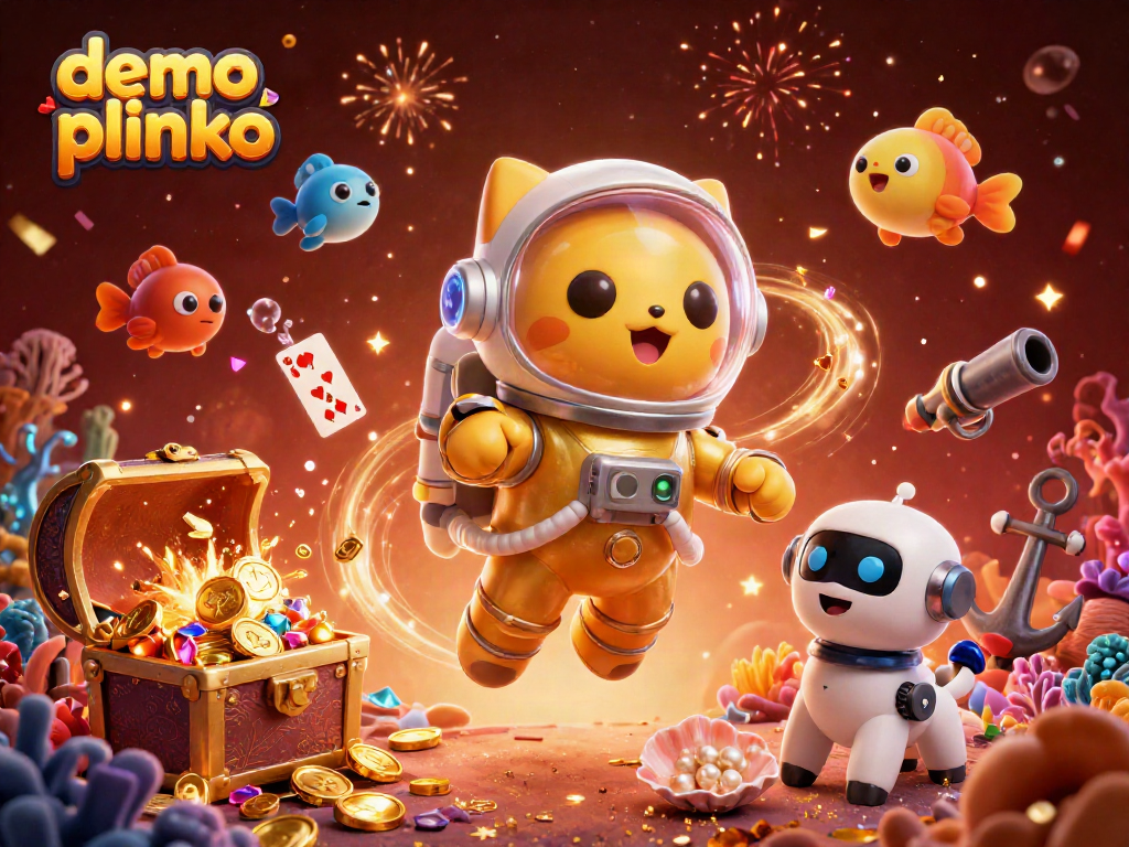 Experience the excitement of demo plinko with animated characters in a colorful casino scene.