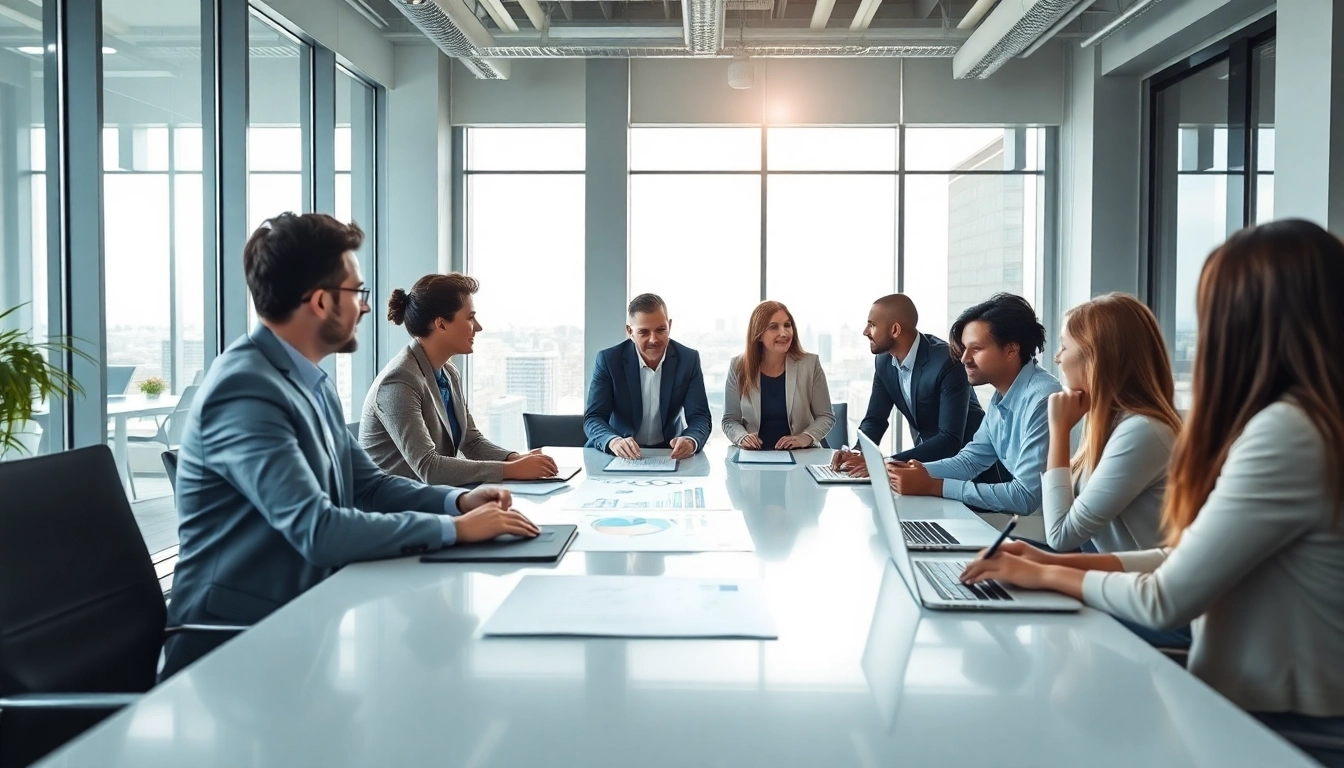 Discussing competitor pricing strategies among professionals in a modern office setting.