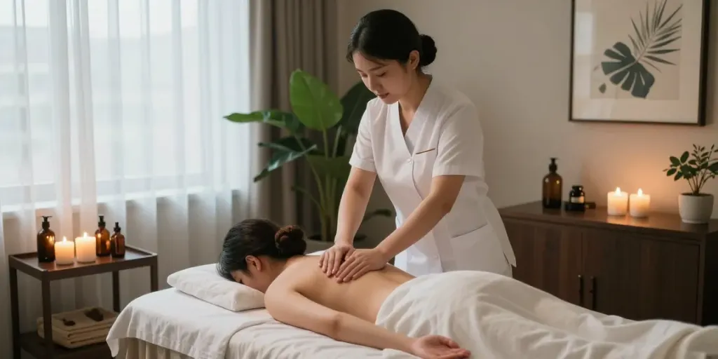 Enjoy a serene 건대출장마사지 experience in a relaxing spa setting with soothing elements.