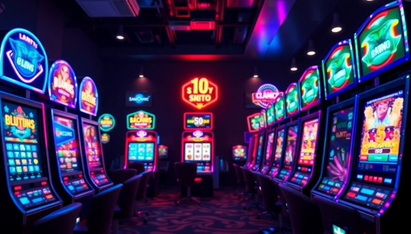Mengalami slot deposit 1k di mesin slot berwarna-warni dengan suasana kasino yang menggembirakan.