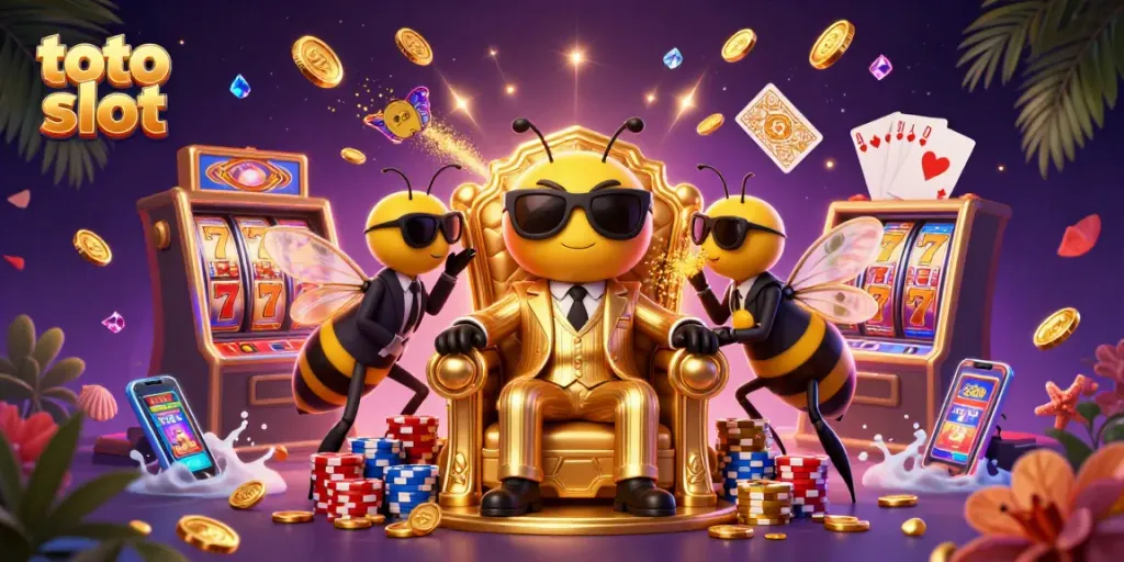 Spin lucky reels in the thrilling toto slot illustration with vibrant casino elements.