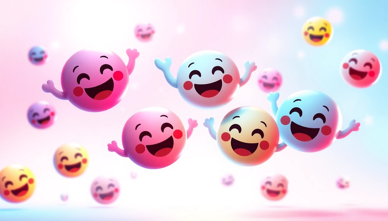 Engage with tiktok emojis showcased in a vibrant digital setting with playful interactions.