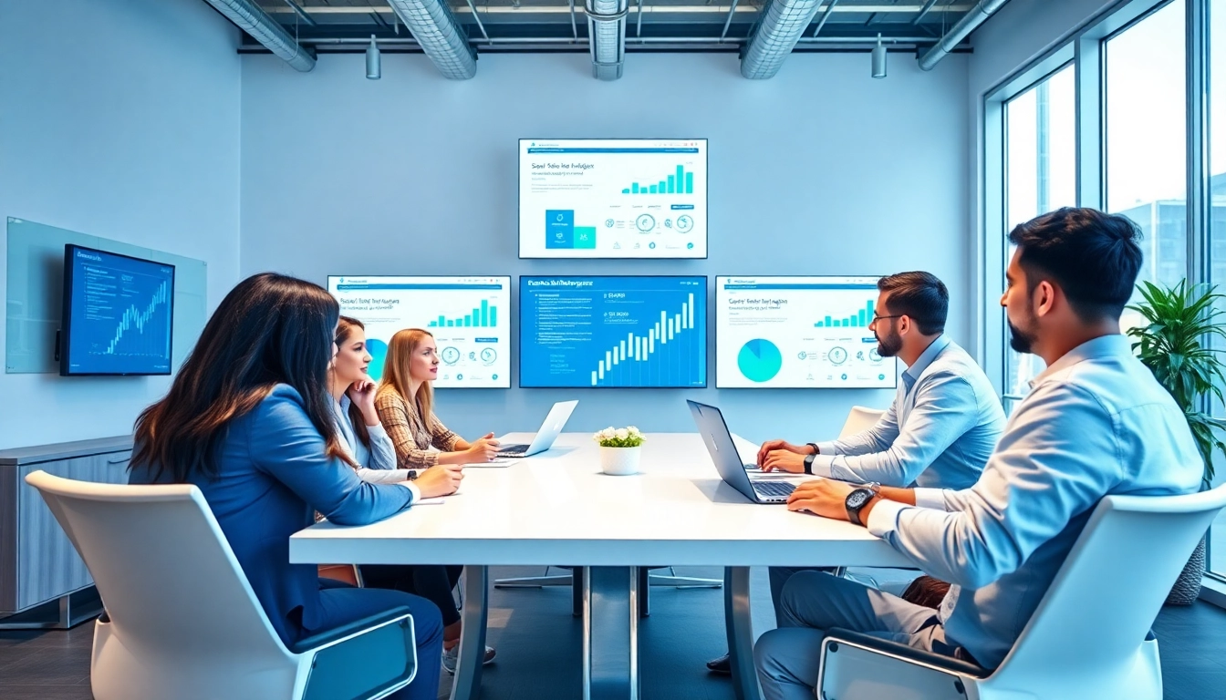 Dynamic collaboration among social media marketing companies edmonton team in a modern office.
