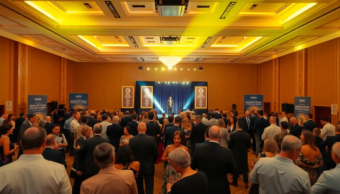 Attendees celebrating at the construction awards ceremony, showcasing excellence in the industry.