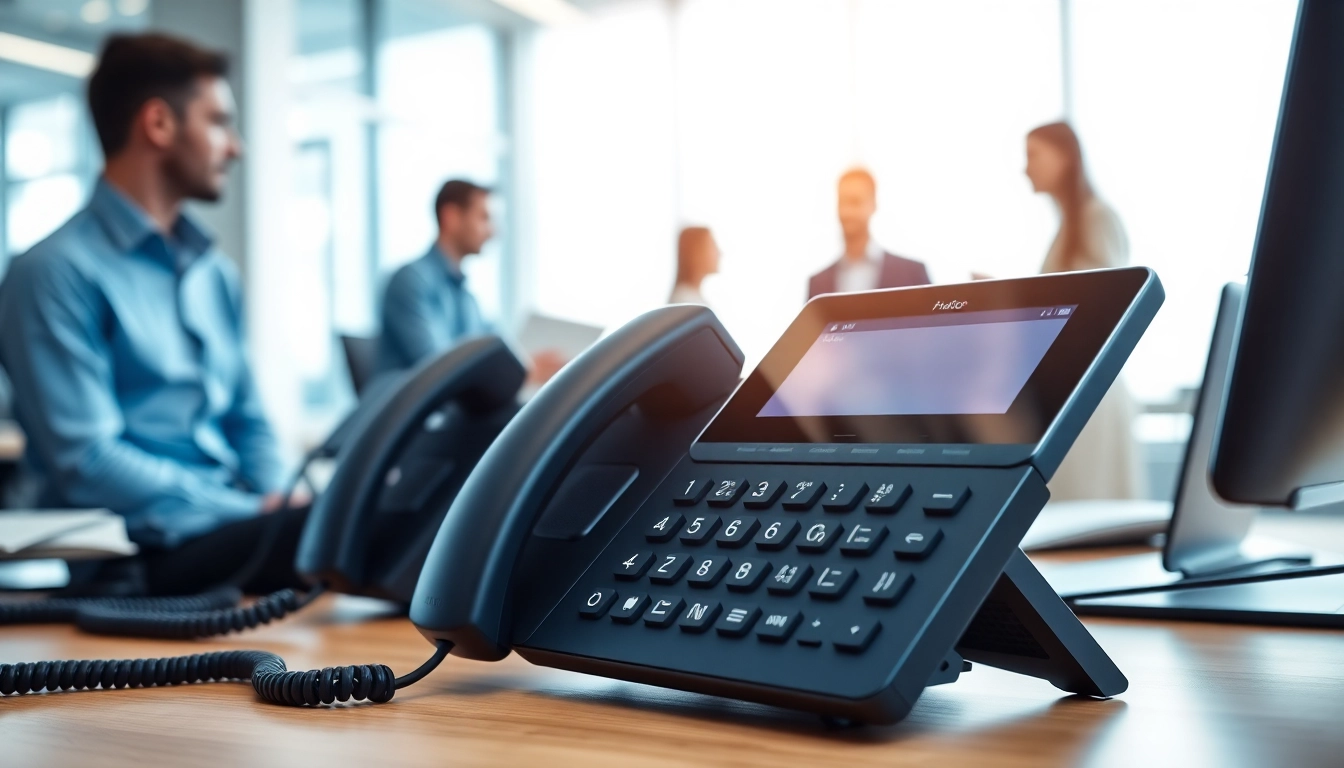 Explore advanced features of telephone systems in a modern office setup.